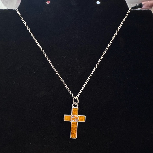 Gucci Silver and Gold Cross Necklace
